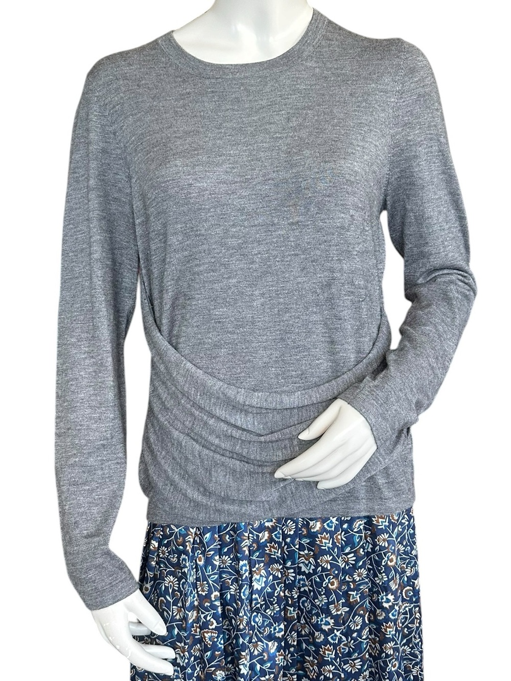 Derek Lam Faux Crossover Front Gray Cashmere Silk Blend Sweater Size Large
